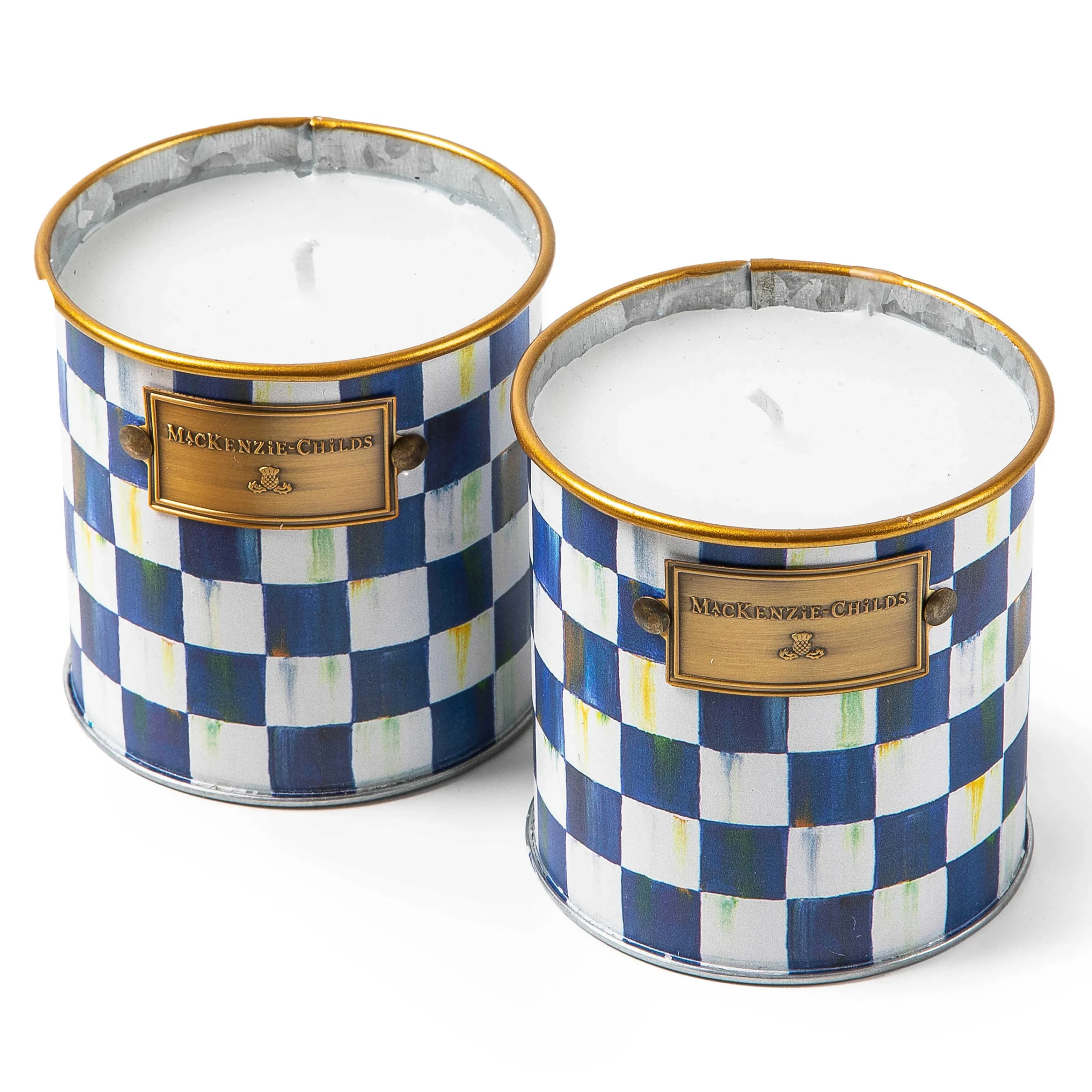 MacKenzie-Childs Royal Check Small Citronella Candles, Set of 2| Spring|Candles & Fragrances
