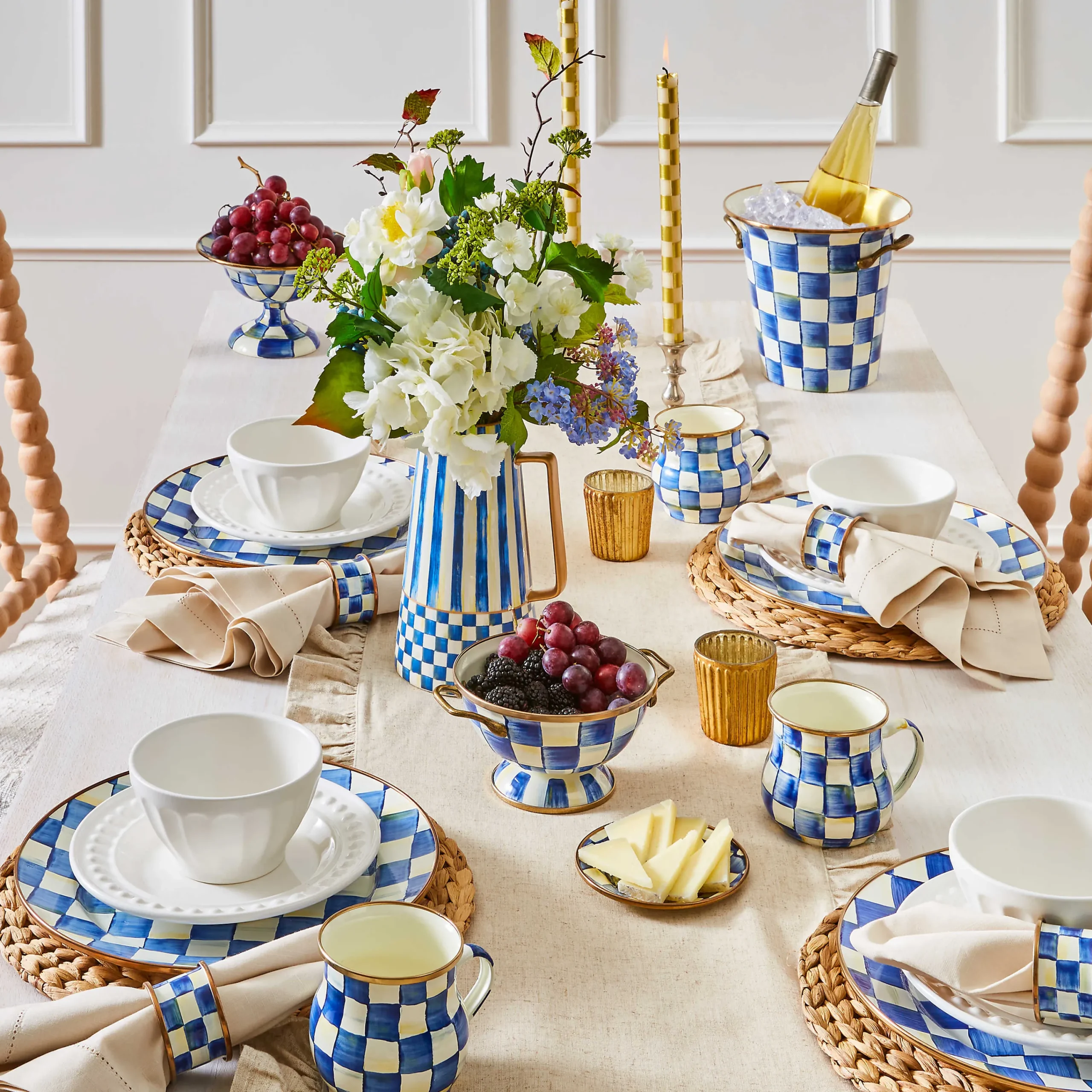 MacKenzie-Childs Royal Check Small Compote| Serveware