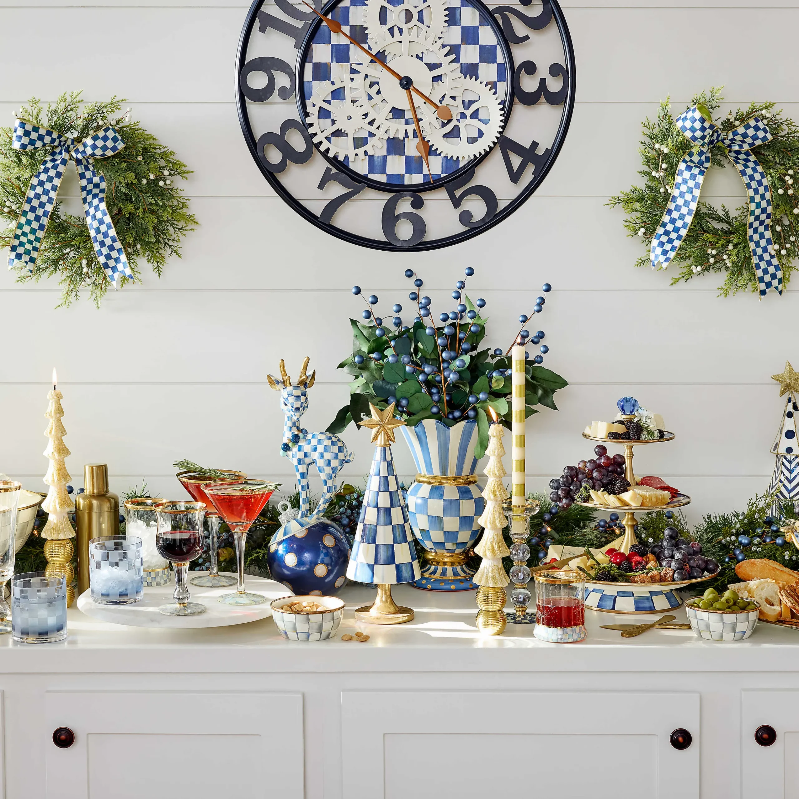 MacKenzie-Childs Royal Check Small Farmhouse Wall Clock| Room Accents