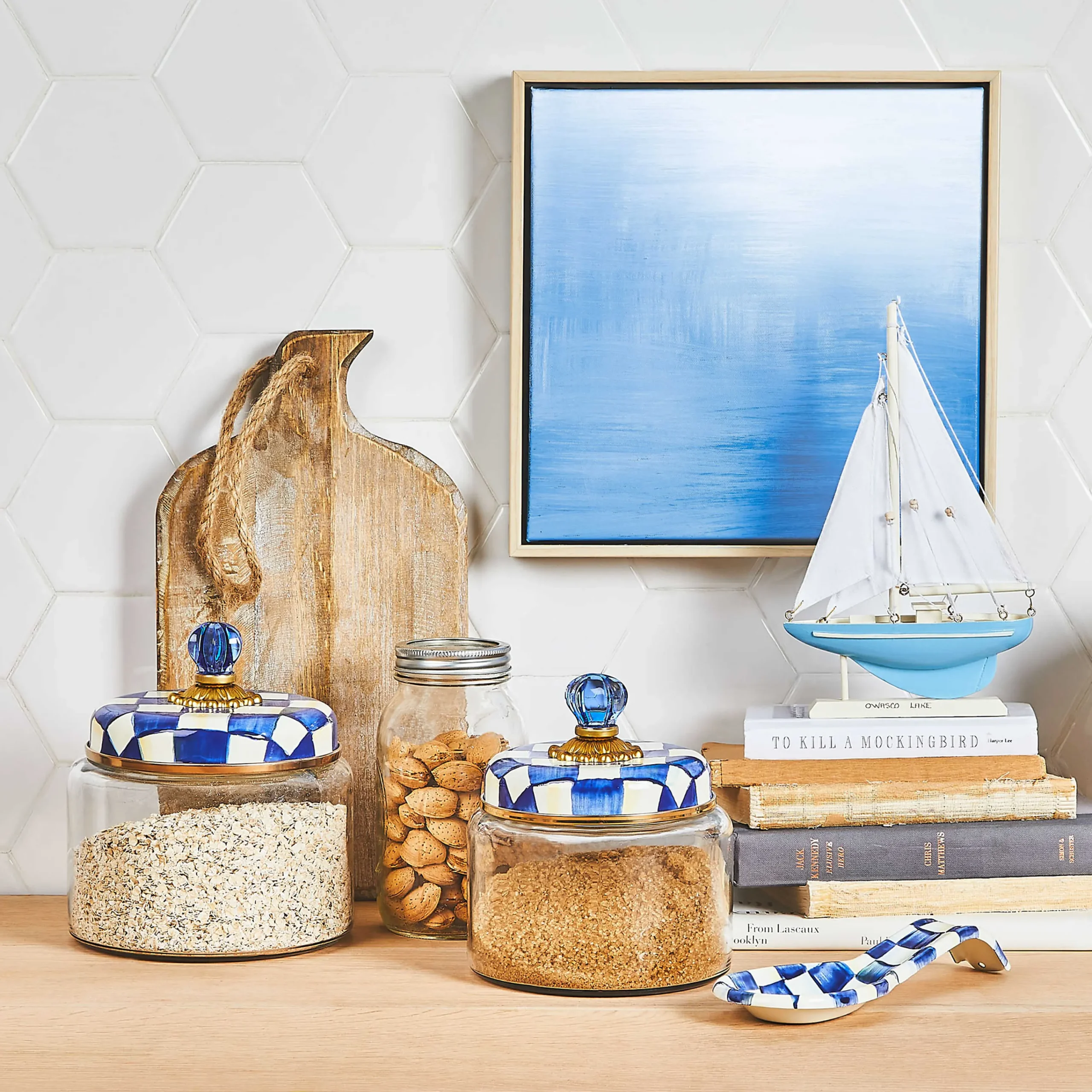 MacKenzie-Childs Royal Check Small Kitchen Canister| Room Accents|Kitchen Storage & Organization