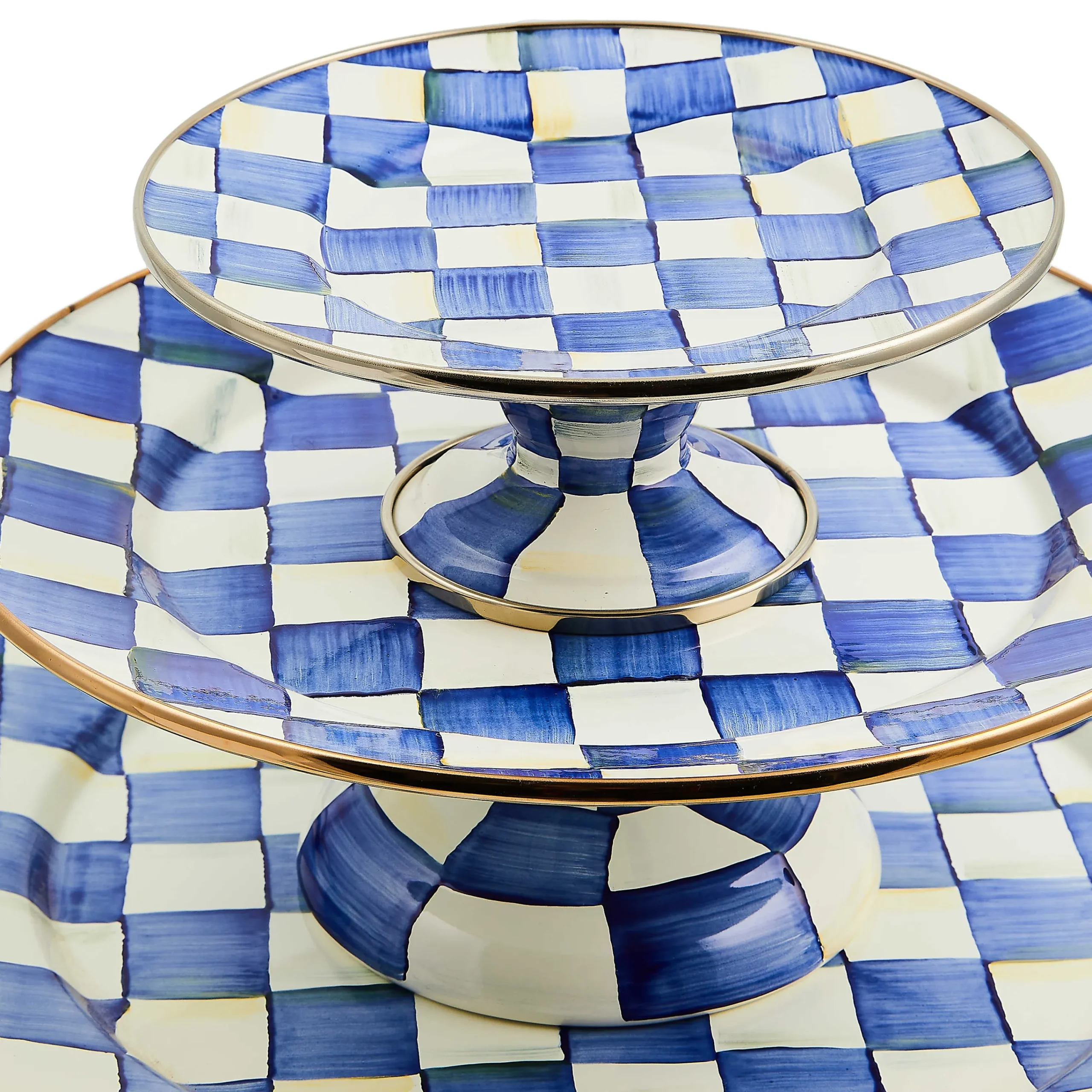 MacKenzie-Childs Royal Check Small Pedestal Platter| Serveware