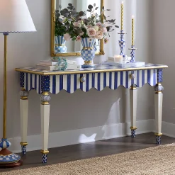 MacKenzie-Childs Royal Check  Stripe Console Table| Storage Furniture|Living Room
