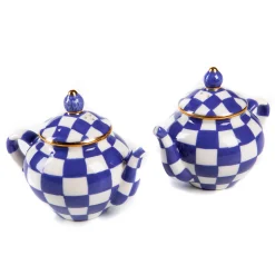 MacKenzie-Childs Royal Check Teapot Salt  Pepper Set| Table Accessories|Serveware
