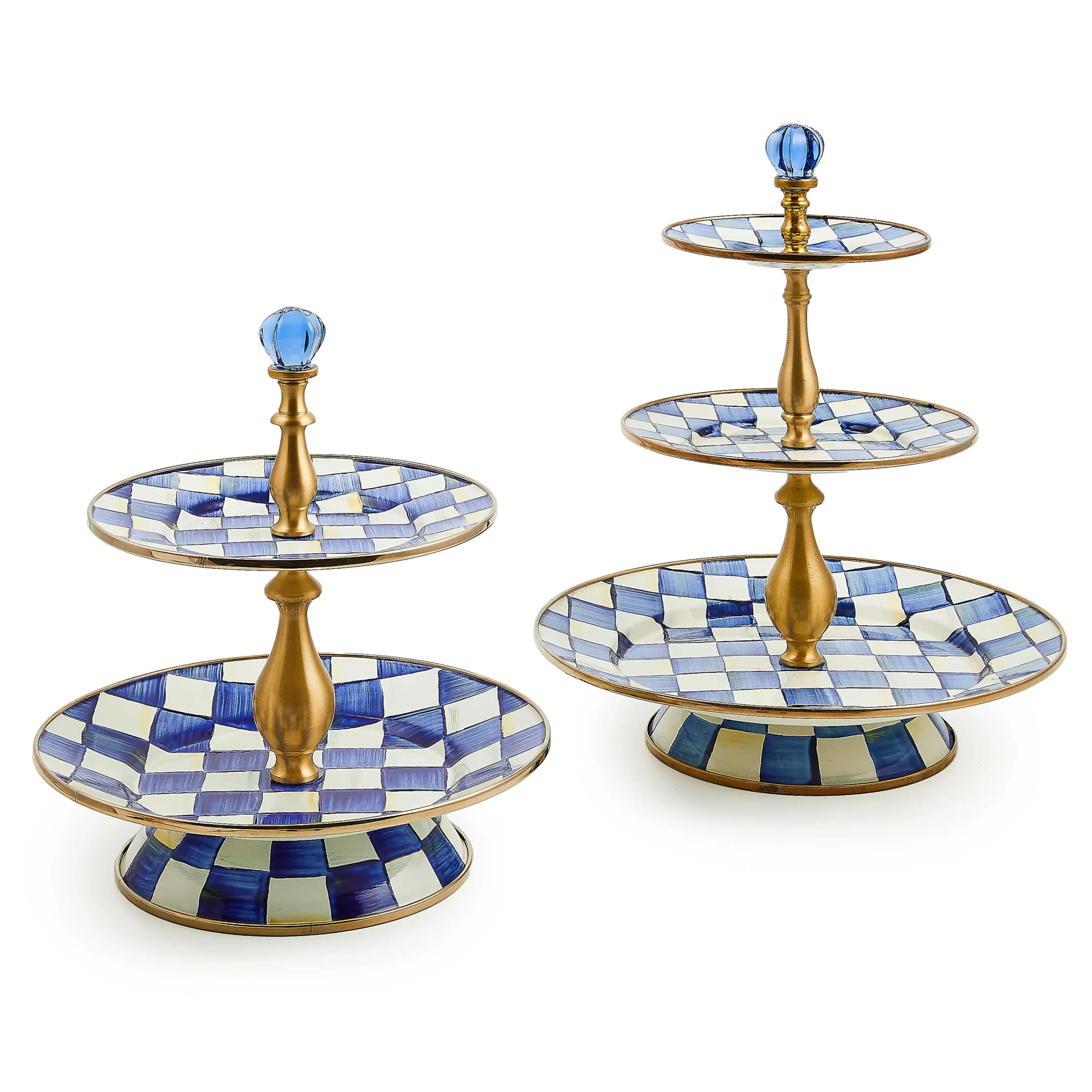 MacKenzie-Childs Royal Check Two Tier Sweet Stand| Bar Entertaining|Serveware