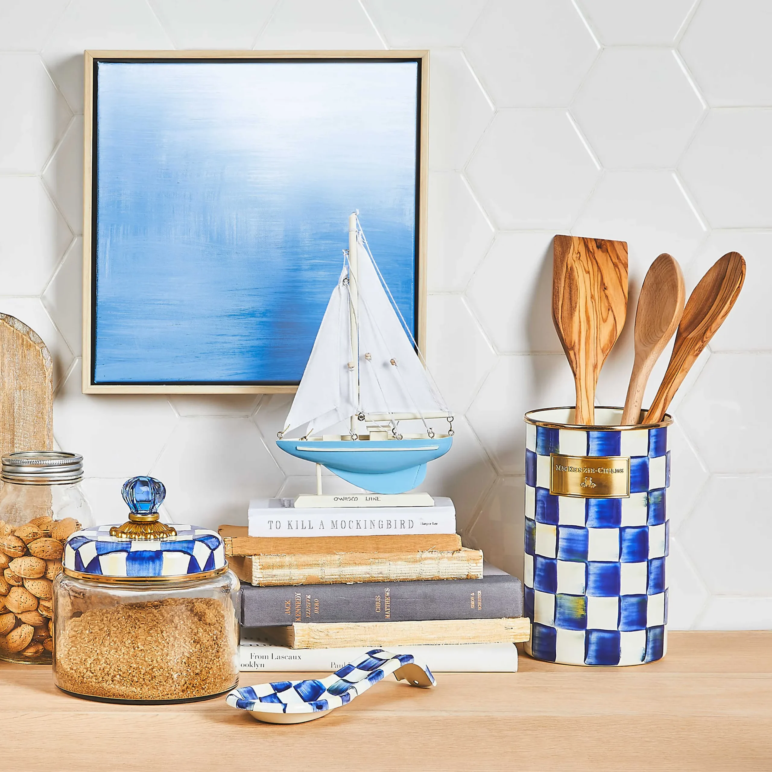 MacKenzie-Childs Royal Check Utensil Holder| Kitchen Storage & Organization