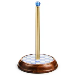 MacKenzie-Childs Royal Check Wood Paper Towel Holder| Kitchen Storage & Organization