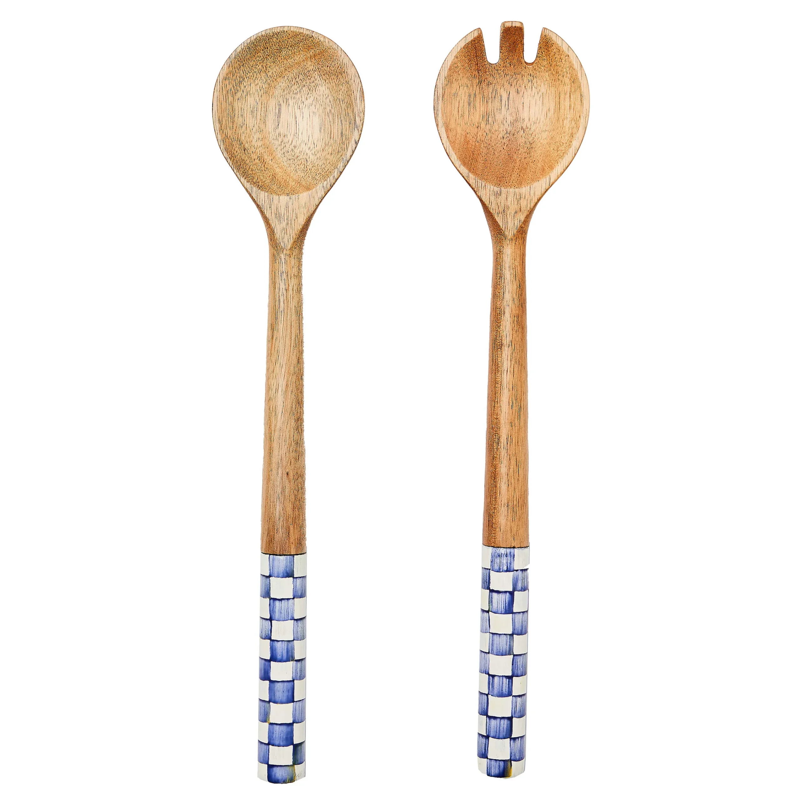 MacKenzie-Childs Royal Check Wood Salad Servers| Serveware