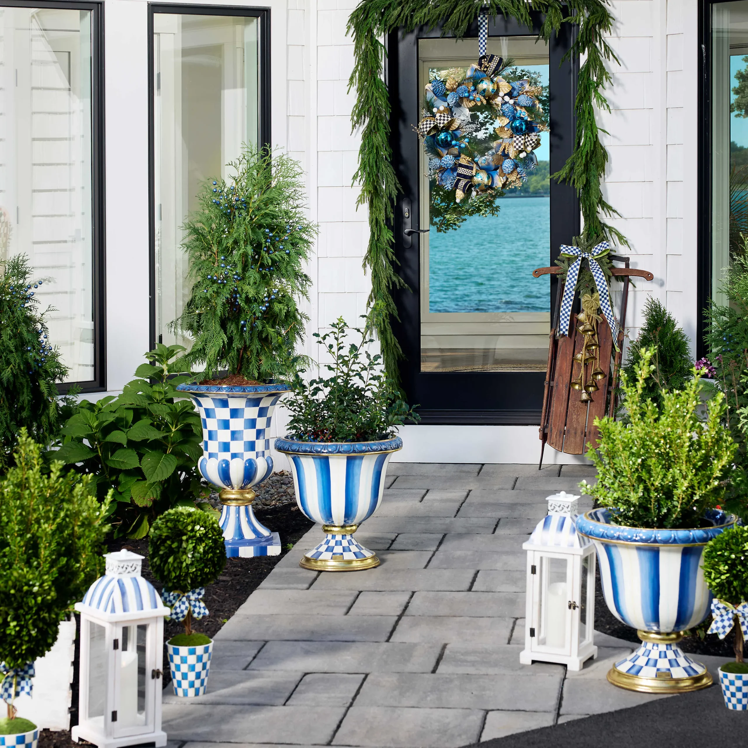 MacKenzie-Childs Royal Stripe Urn| Spring|The Fall Shop