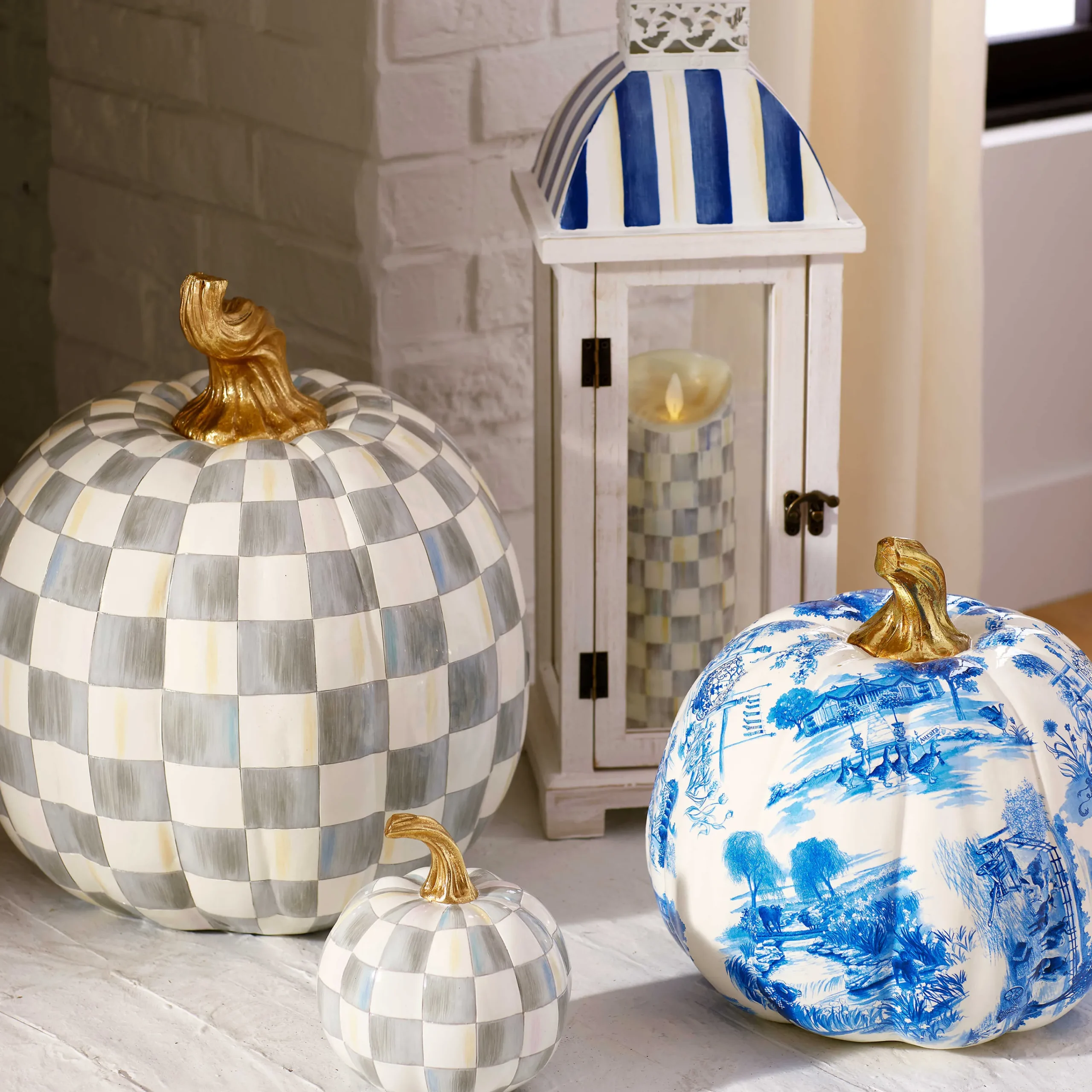 MacKenzie-Childs Royal Toile Large Pumpkin| Pumpkins|The Halloween Shop