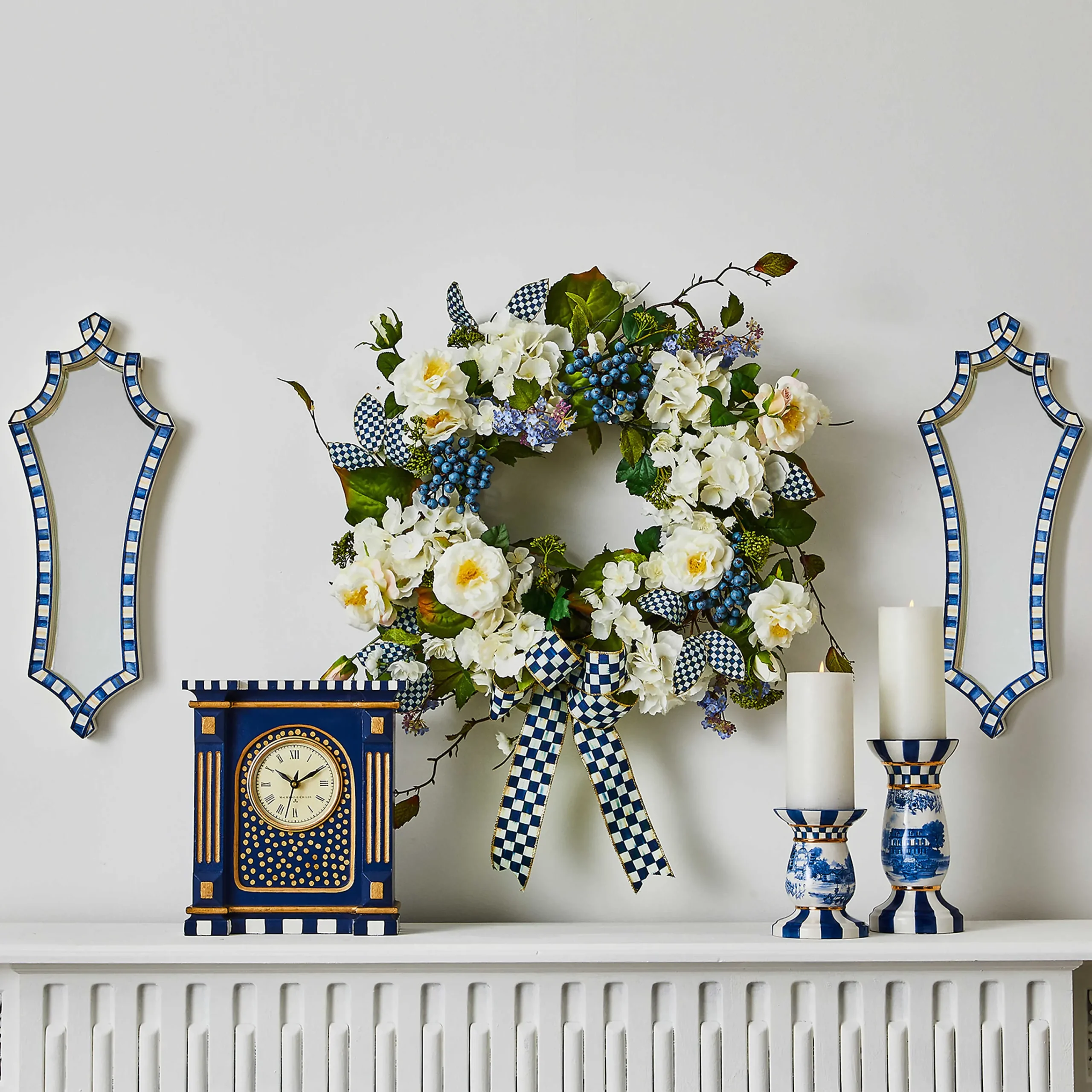 MacKenzie-Childs Royal Toile Tall Pillar Candle Holder| Room Accents|Table Accessories