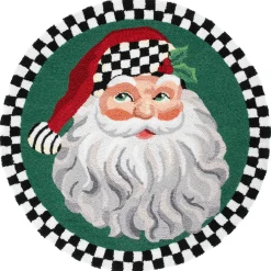 MacKenzie-Childs Santa 3' Round Rug| Holiday|Rugs