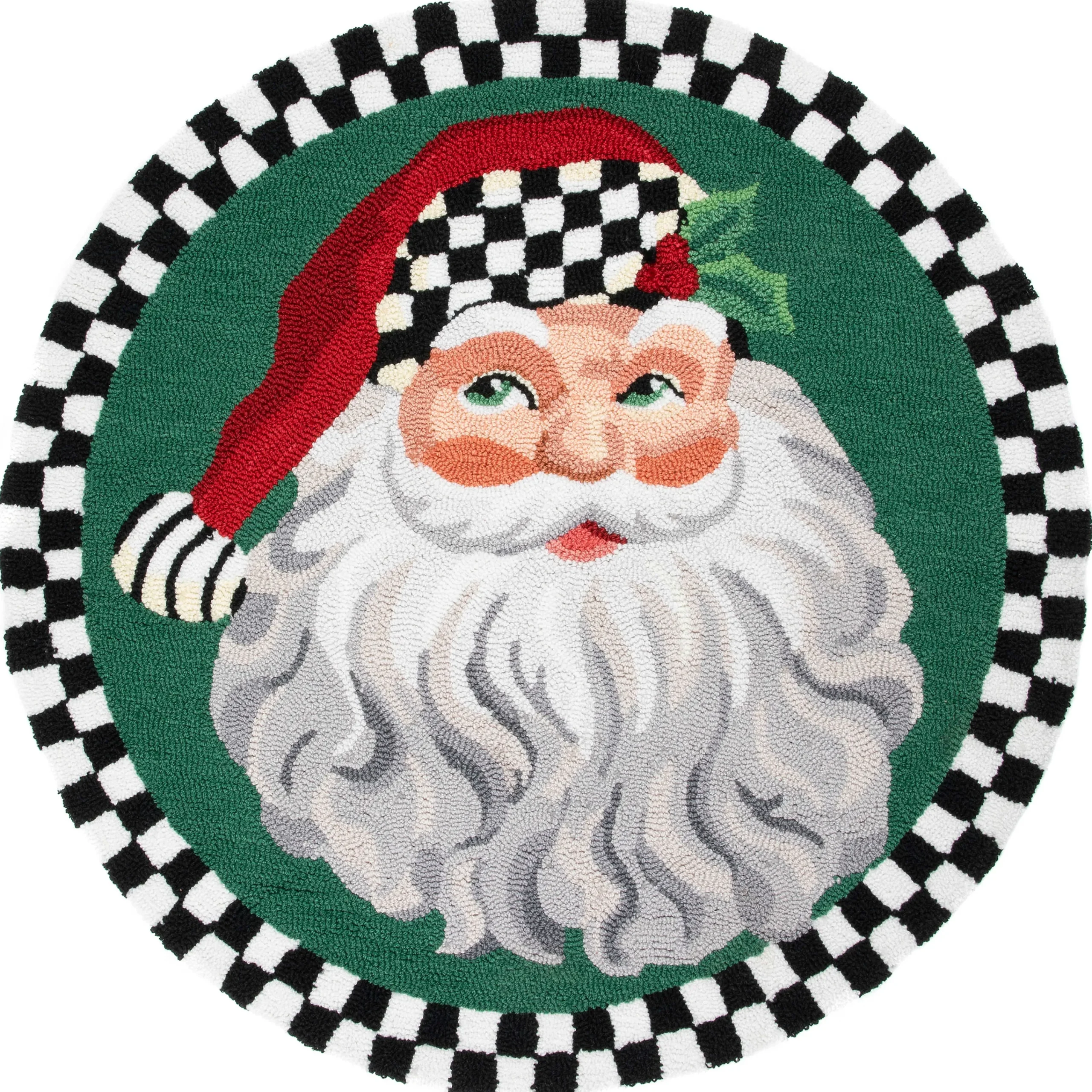 MacKenzie-Childs Santa 3' Round Rug| Holiday|Rugs