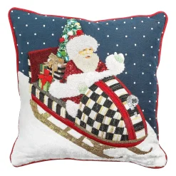 MacKenzie-Childs Santa Snowmobile Throw Pillow| Holiday|Pillows, Throws, & Cushions
