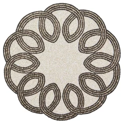 MacKenzie-Childs Scalloped Black White Beaded Placemat| Fall Entertaining|Table Accessories