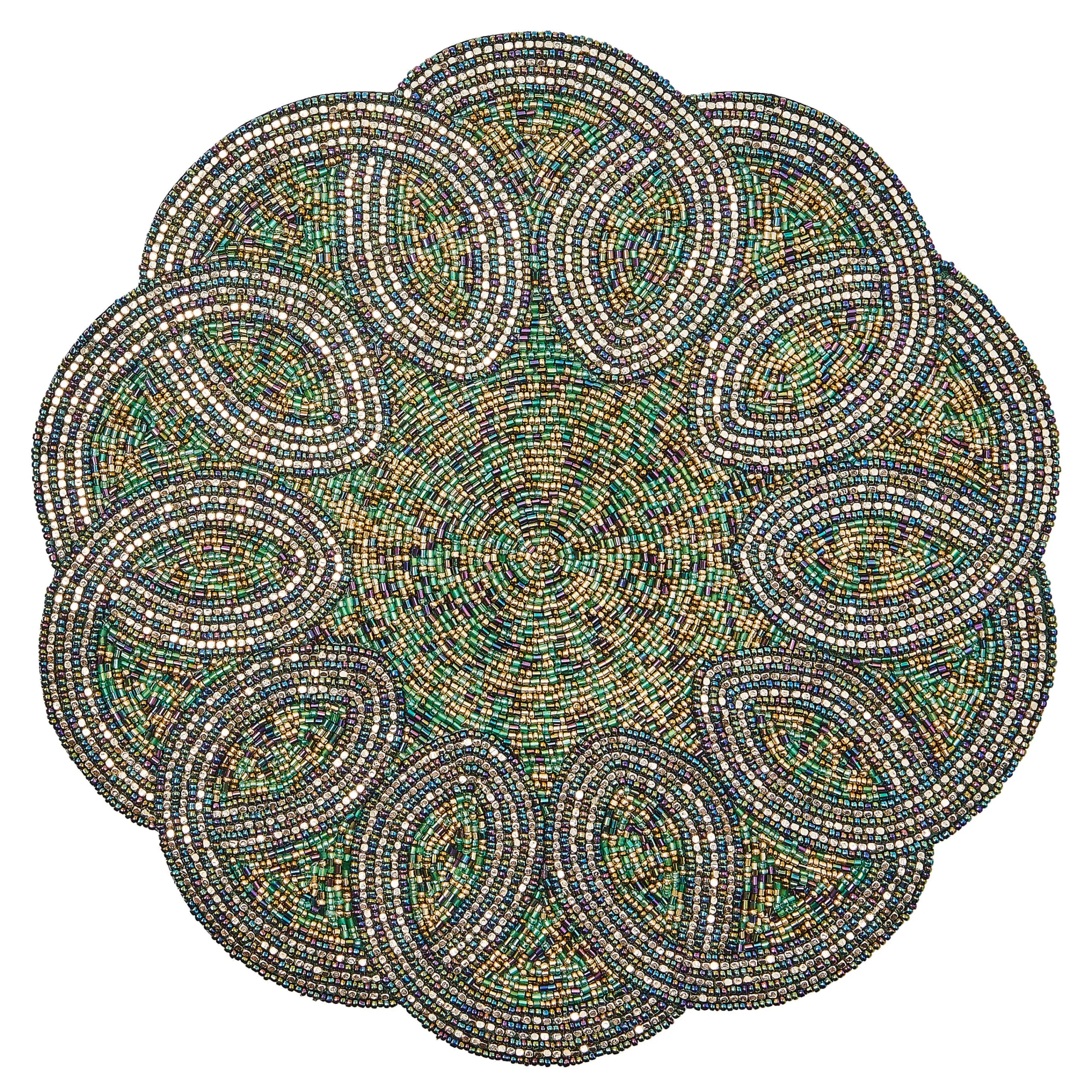 MacKenzie-Childs Scalloped Emerald Beaded Placemat| Table Accessories