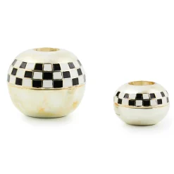 MacKenzie-Childs Small Sphere Check Candle Holders, Set of 2| Candles & Fragrances|Room Accents
