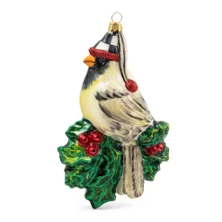 MacKenzie-Childs Snow Cardinal Glass Ornament| Holiday