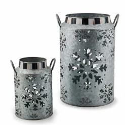 MacKenzie-Childs Snowflake Large Galvanized Metal Lantern| Outdoor