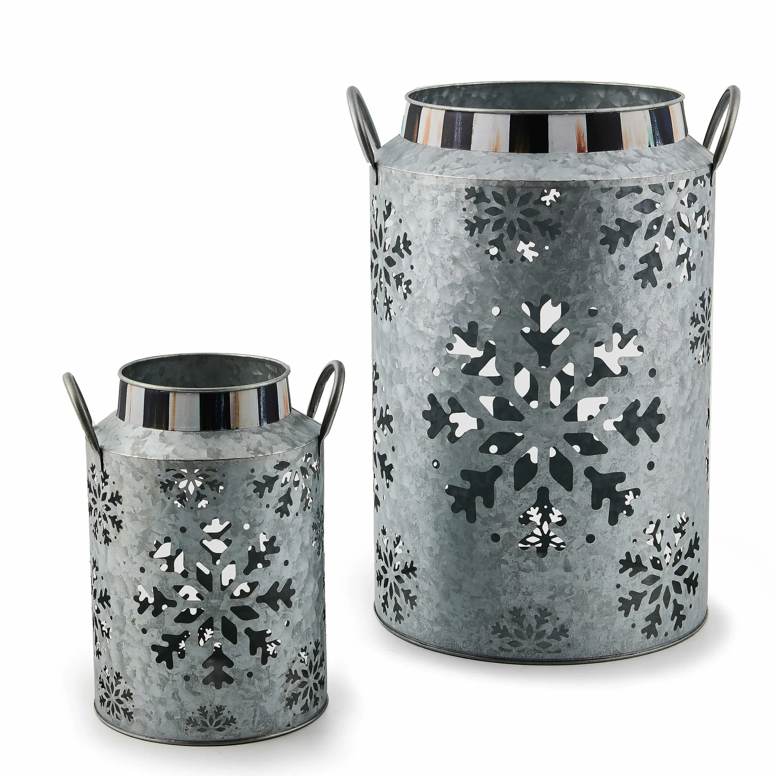 MacKenzie-Childs Snowflake Small Galvanized Metal Lantern| Outdoor