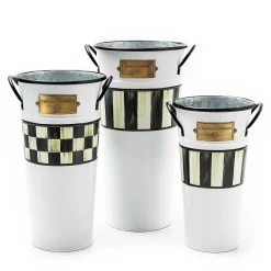 MacKenzie-Childs Spectator Galvanized Flower Buckets, Set of 3| Spring|Outdoor