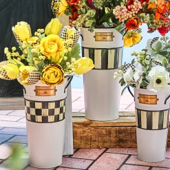 MacKenzie-Childs Spectator Galvanized Flower Buckets, Set of 3| Spring|Outdoor