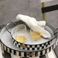 MacKenzie-Childs Spectator Galvanized Serving Trays, Set of 2| Bar Entertaining|Serveware