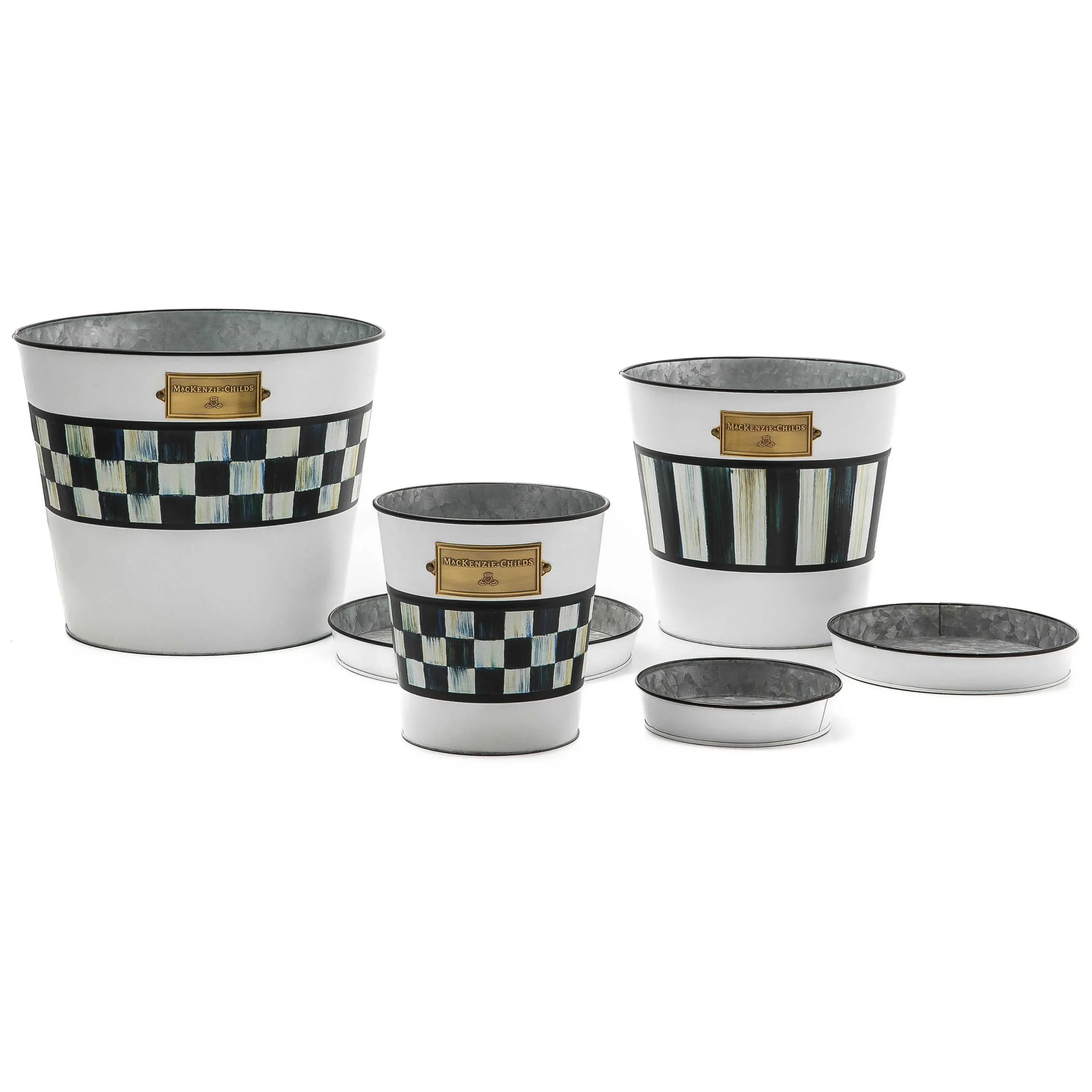 MacKenzie-Childs Spectator Pots Saucers, Set of 3| Spring|Greenery & Florals