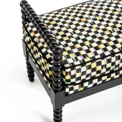 MacKenzie-Childs Spindle Check Outdoor Bench| Outdoor|Spring