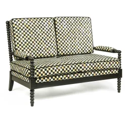 MacKenzie-Childs Spindle Check Outdoor Loveseat| Outdoor|Spring