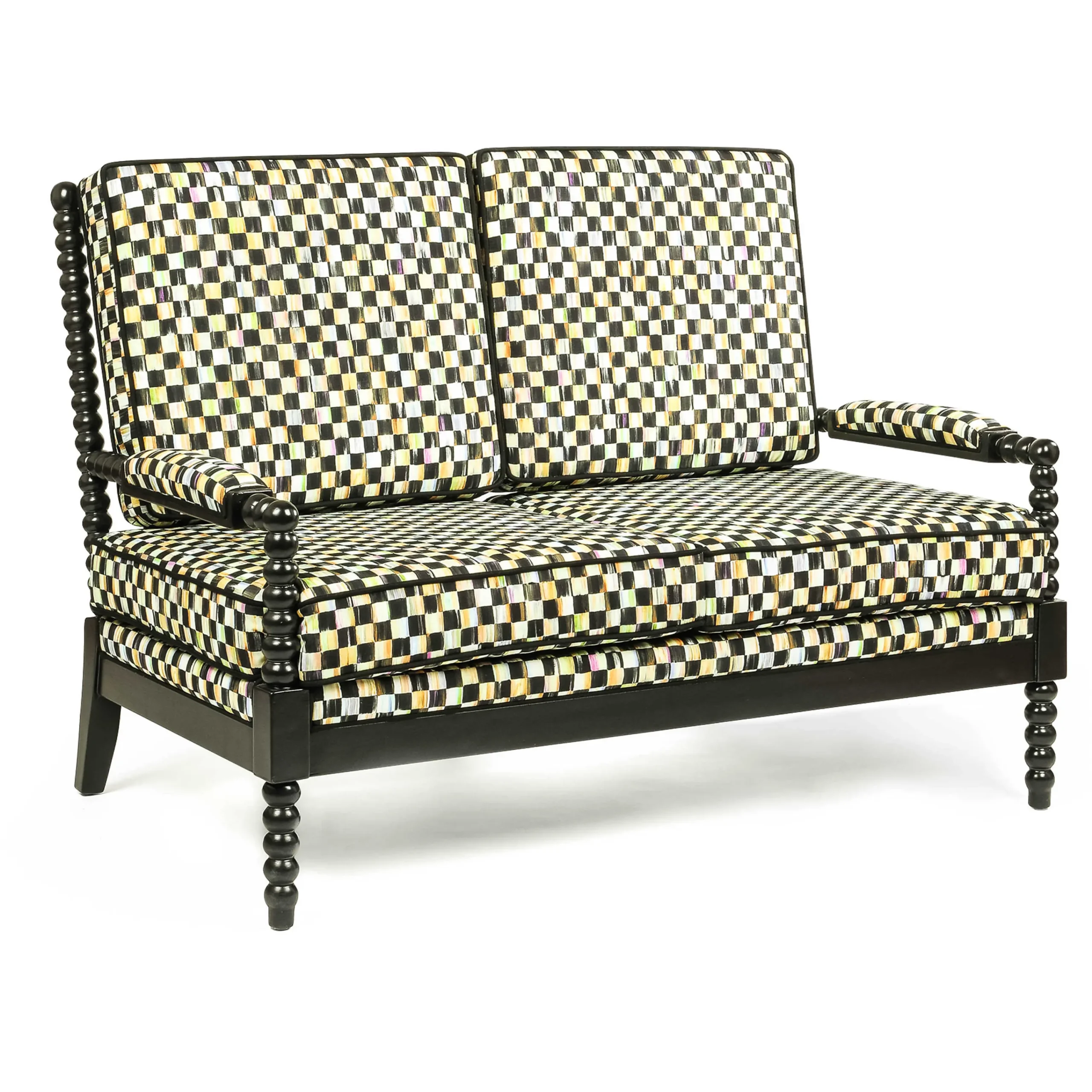 MacKenzie-Childs Spindle Check Outdoor Loveseat| Outdoor|Spring