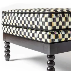 MacKenzie-Childs Spindle Check Outdoor Ottoman| Outdoor|Spring