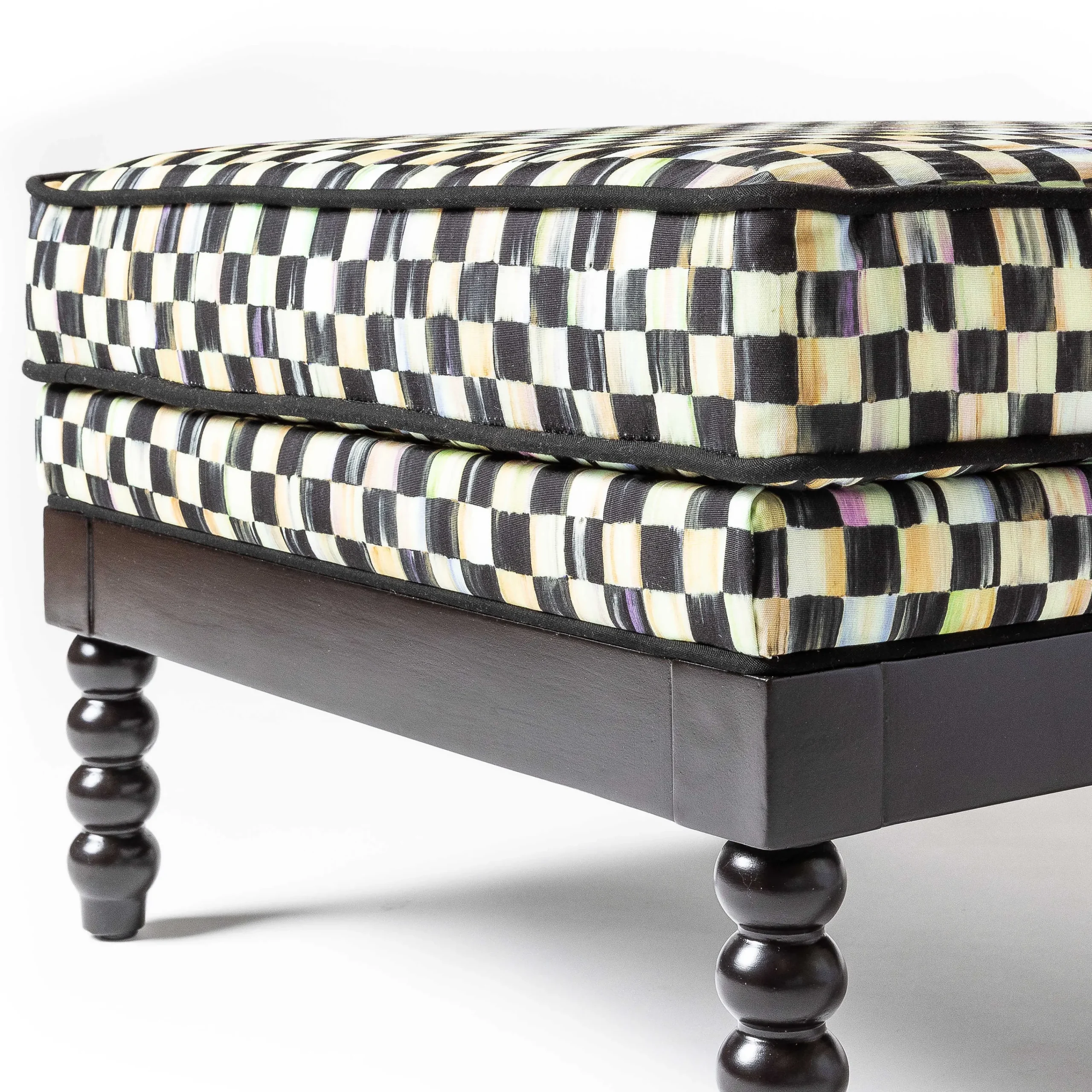 MacKenzie-Childs Spindle Check Outdoor Ottoman| Outdoor|Spring