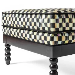 MacKenzie-Childs Spindle Check Outdoor Ottoman| Outdoor|Spring