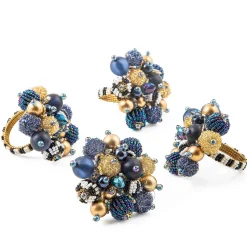 MacKenzie-Childs Starry Night Beaded Napkin Rings, Set of 4| Holiday|Kitchen & Dining Sets