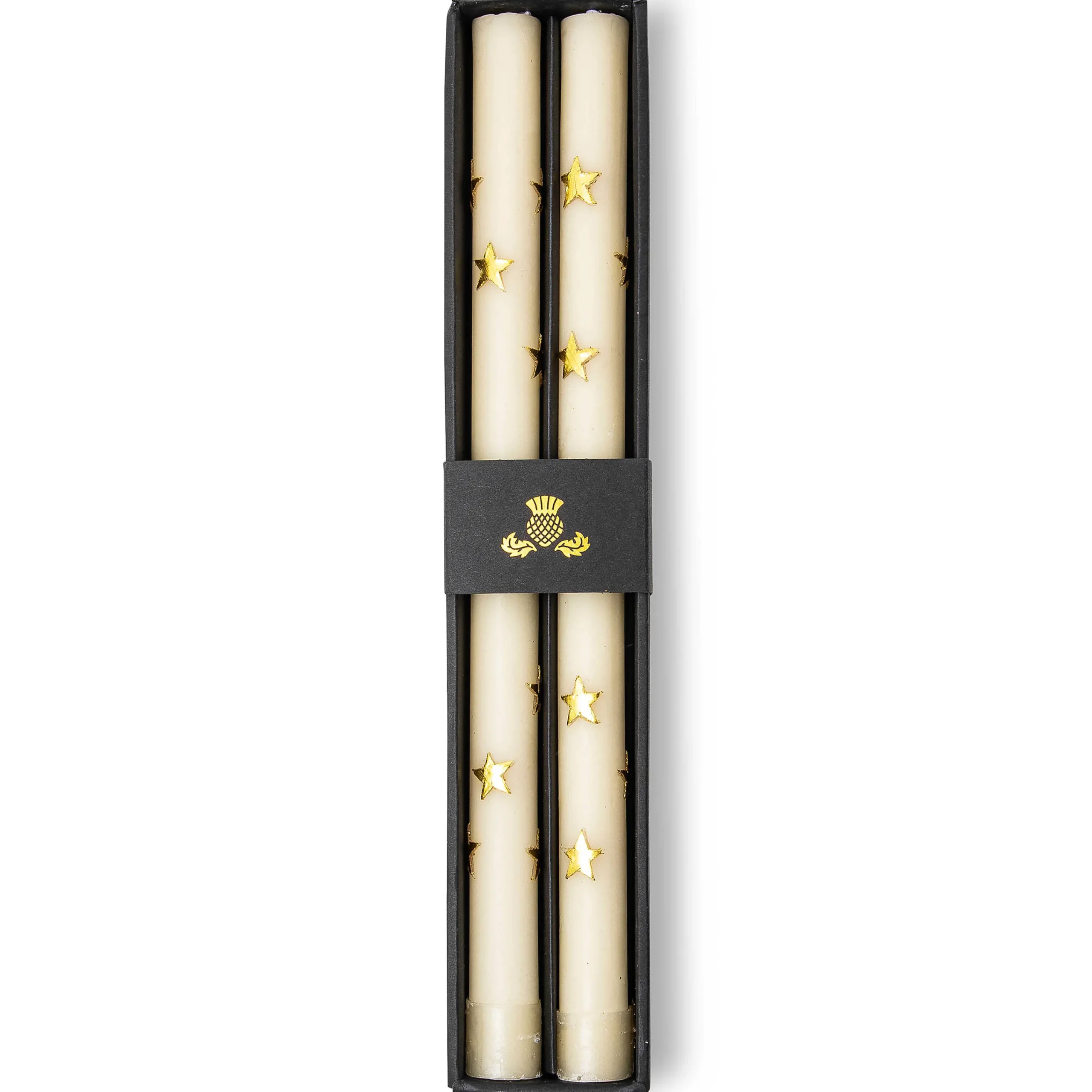 MacKenzie-Childs Stars Gold Dinner Candles, Set of 2| Holiday|Candles & Fragrances
