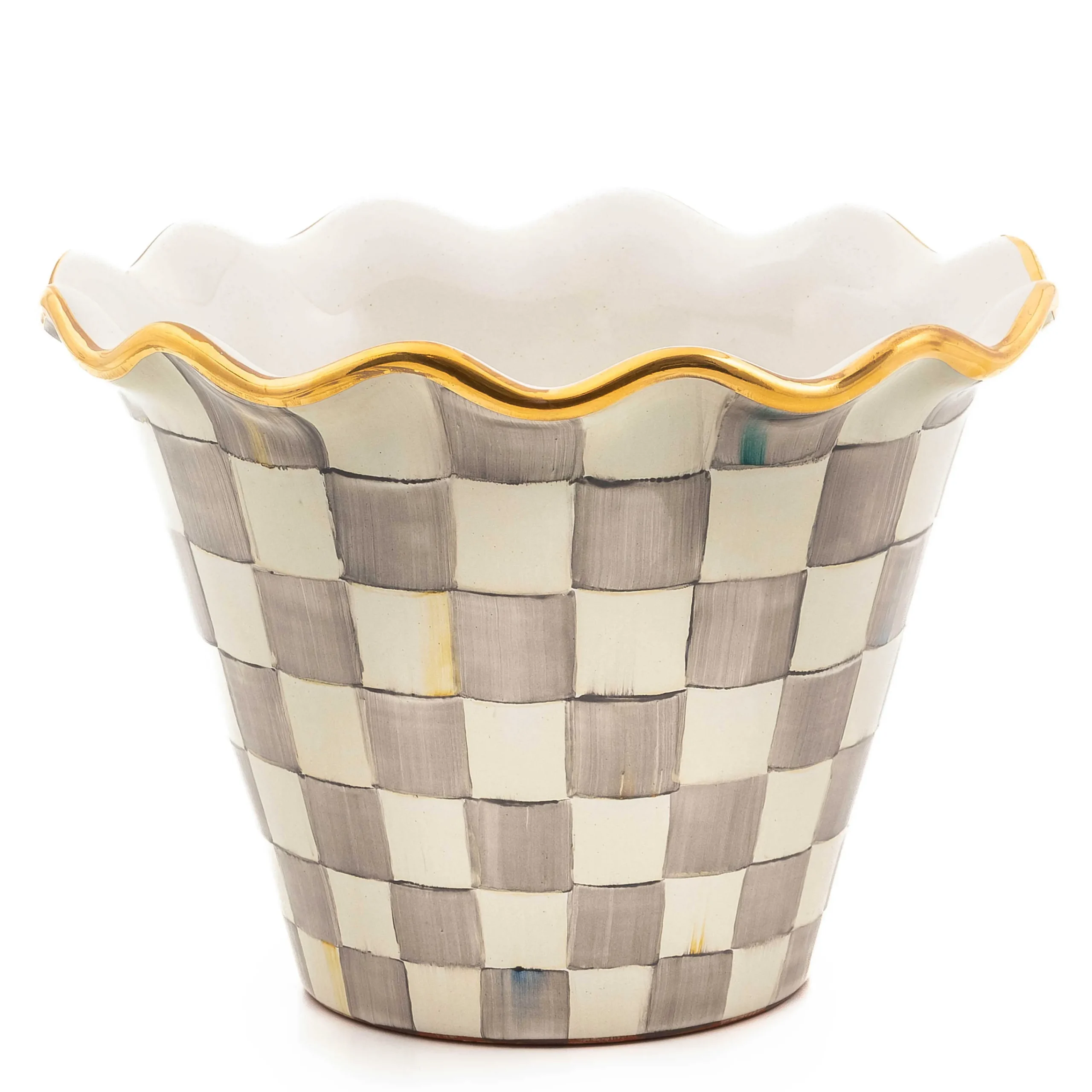 MacKenzie-Childs Sterling Check 8 Ceramic Garden Pot| Spring|The Fall Shop