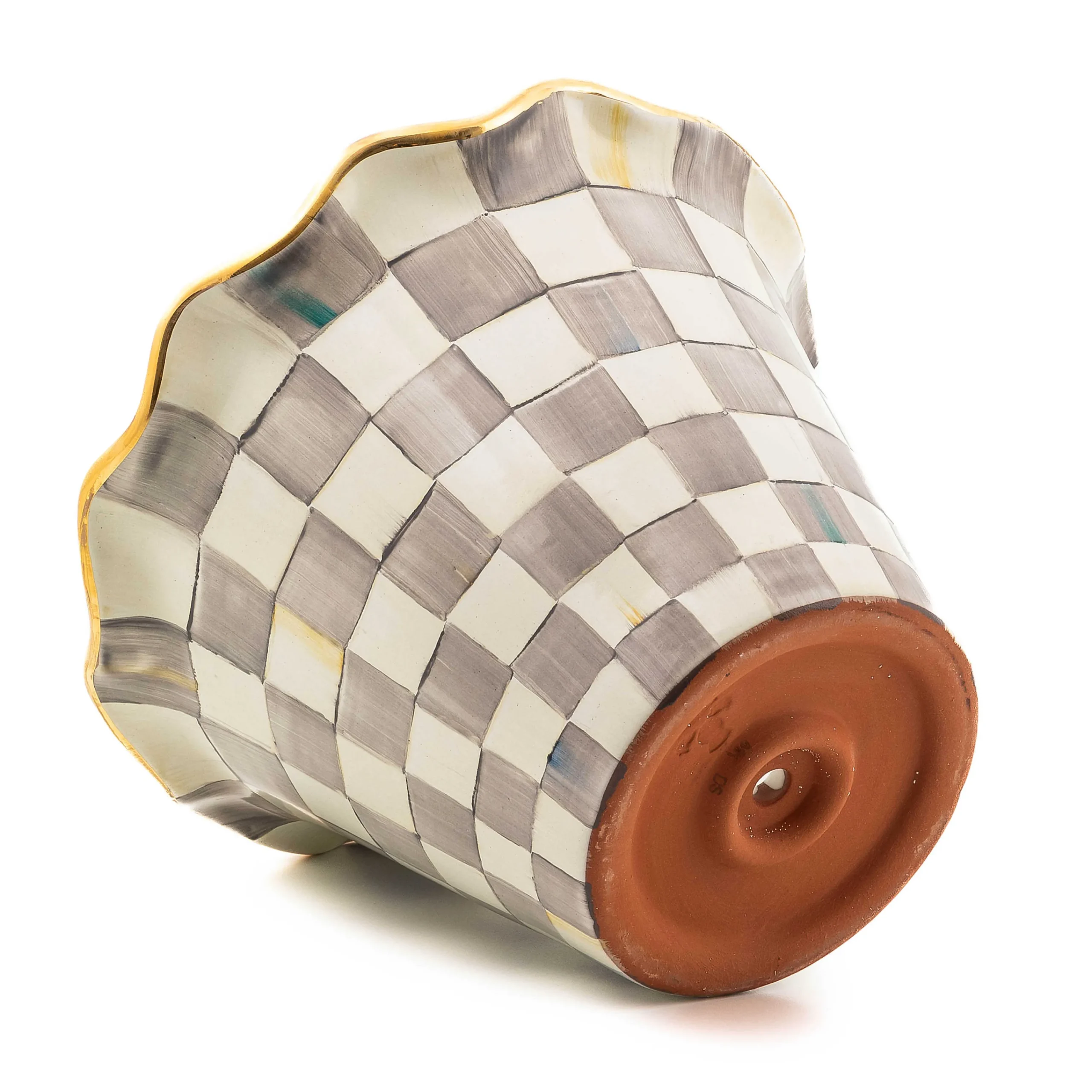 MacKenzie-Childs Sterling Check 8 Ceramic Garden Pot| Spring|The Fall Shop