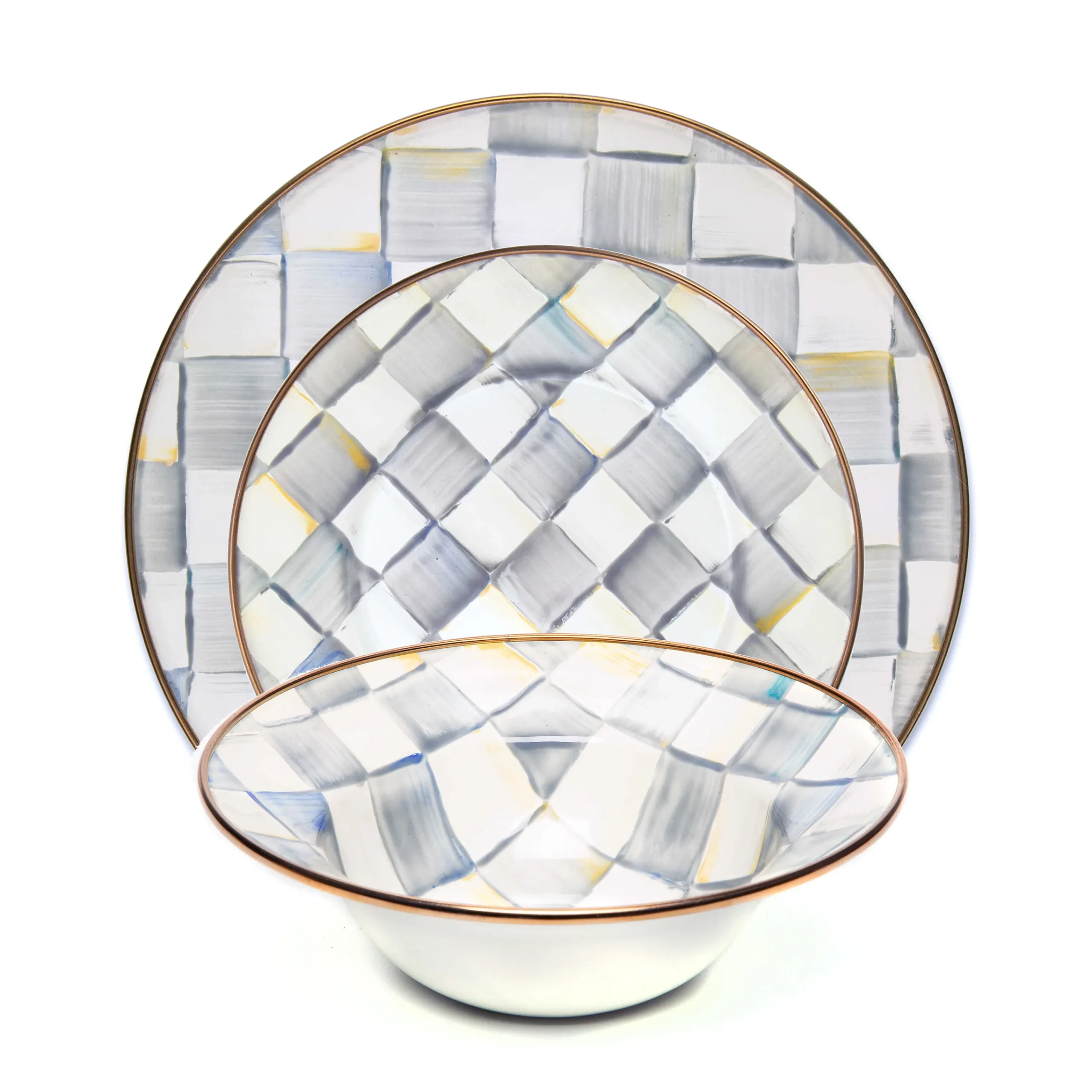 MacKenzie-Childs Sterling Check 3 Piece Place Setting| Kitchen & Dining Sets|Dinnerware & Flatware