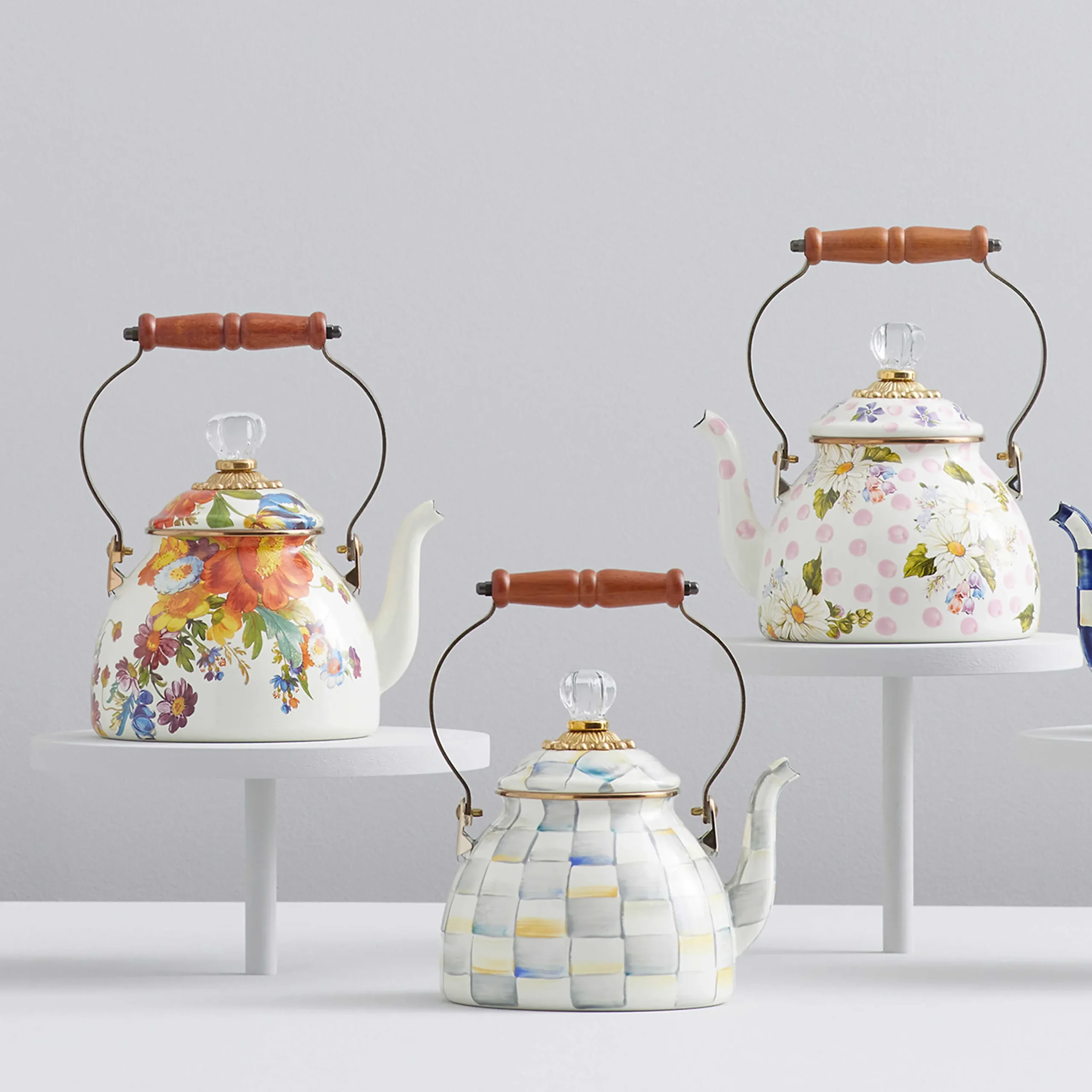 MacKenzie-Childs Sterling Check 2 Quart Tea Kettle| The Coffee Shop|Tea Kettles