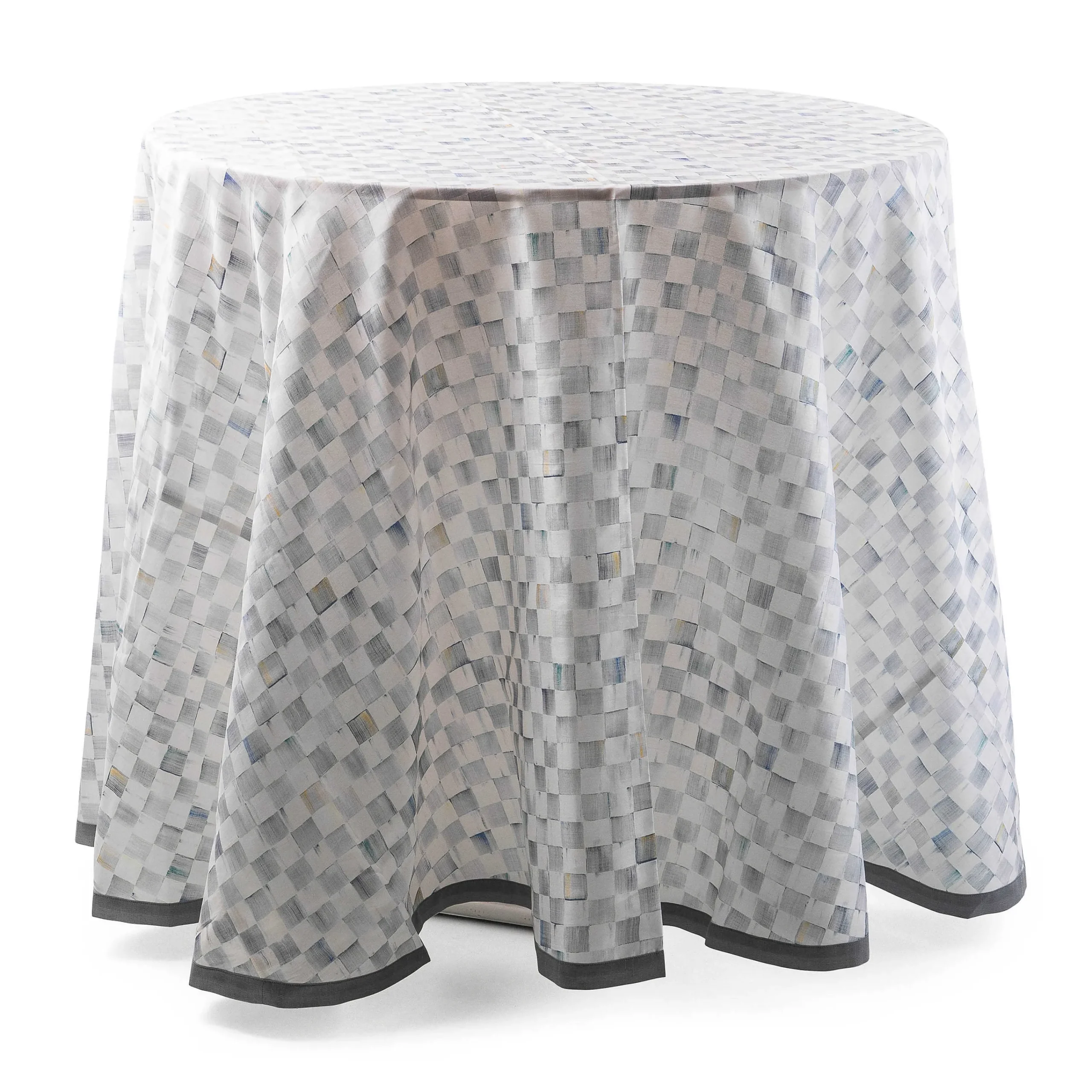 MacKenzie-Childs Sterling Check 90 Round Tablecloth| Kitchen & Table Linens