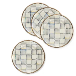 MacKenzie-Childs Sterling Check Appetizer Plates, Set of 4| Bar Entertaining|Serveware