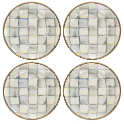 MacKenzie-Childs Sterling Check Appetizer Plates, Set of 4| Bar Entertaining|Serveware