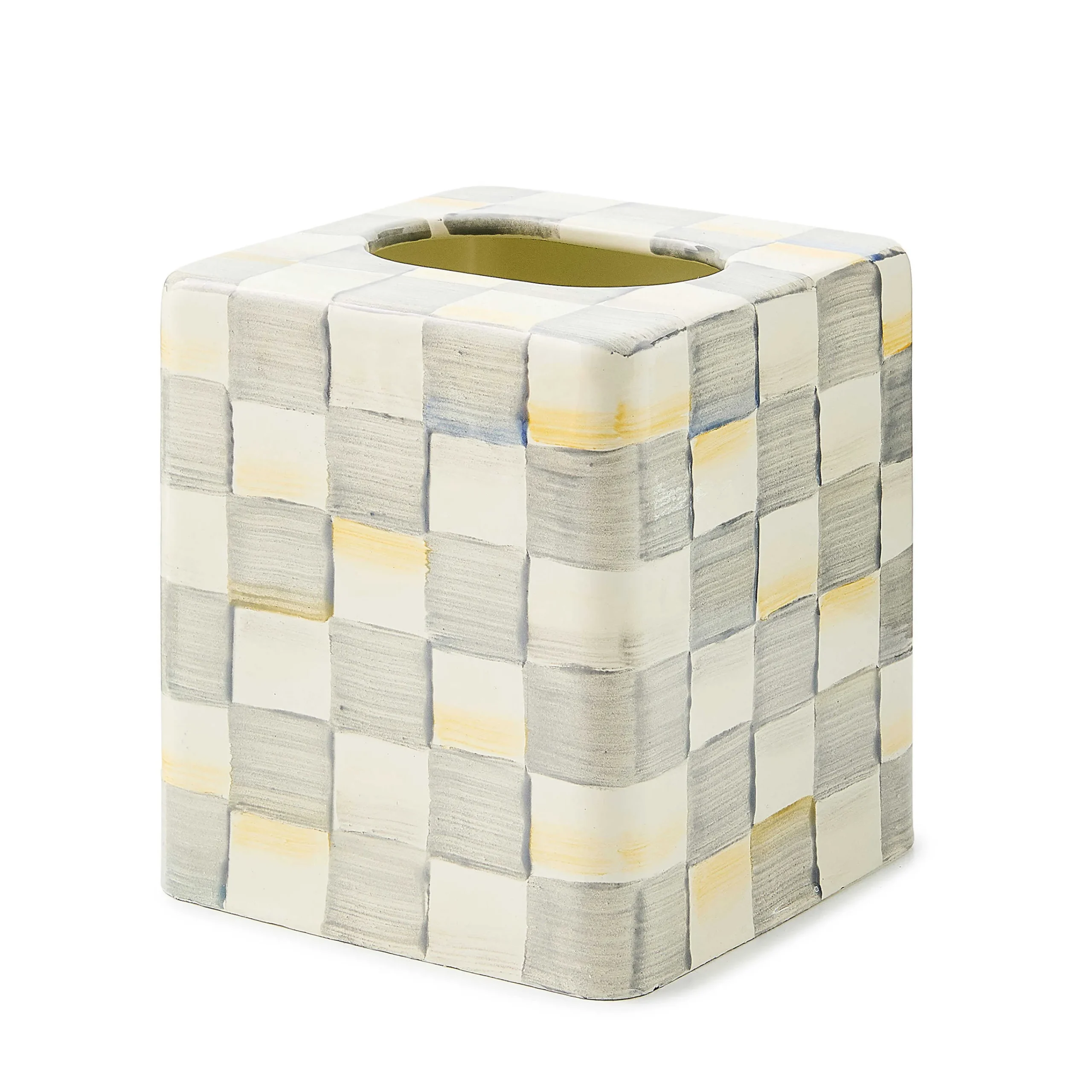 MacKenzie-Childs Sterling Check Boutique Tissue Box Cover| Bath & Bath Accessories|Room Accents
