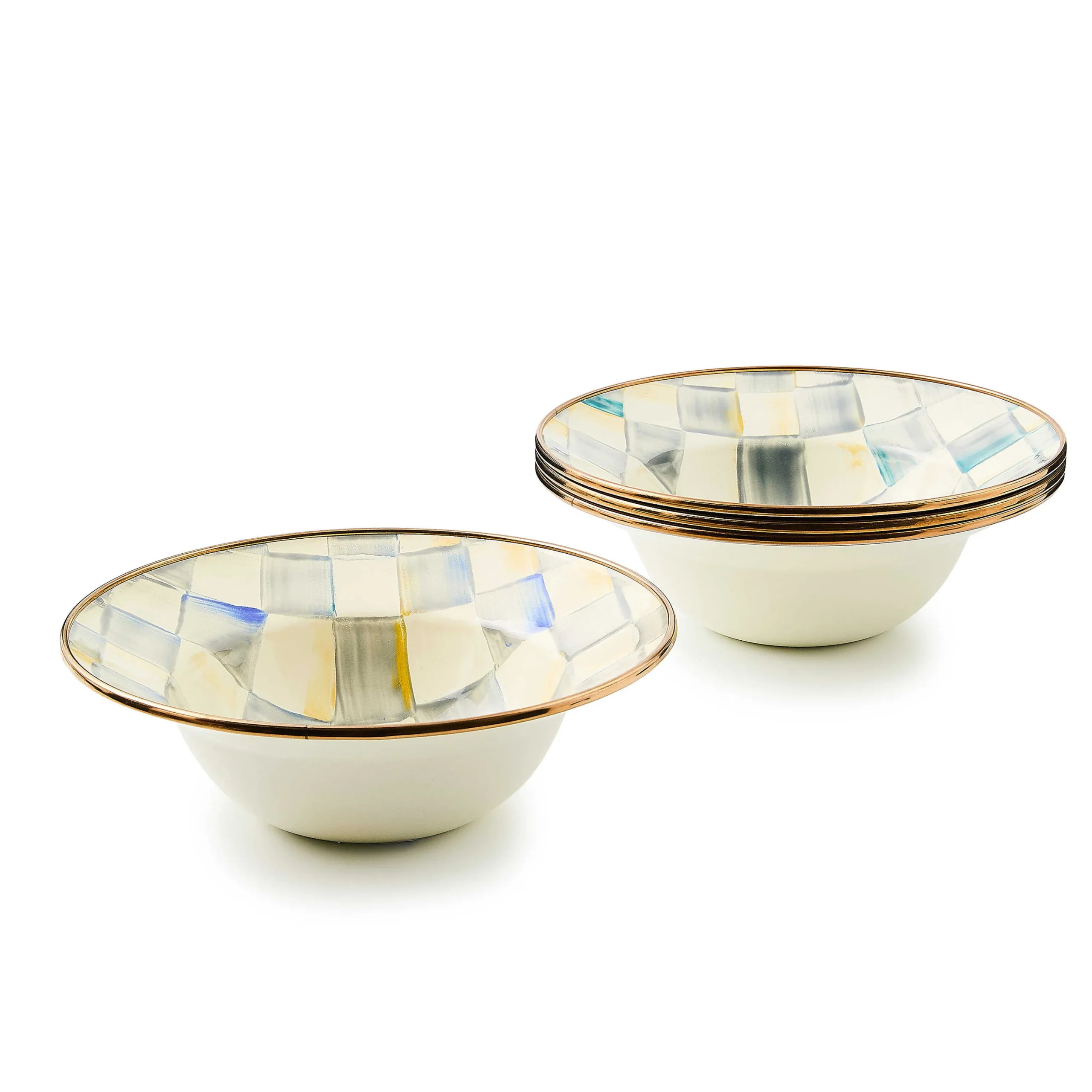 MacKenzie-Childs Sterling Check Breakfast Bowls, Set of 4| Kitchen & Dining Sets|Dinnerware & Flatware