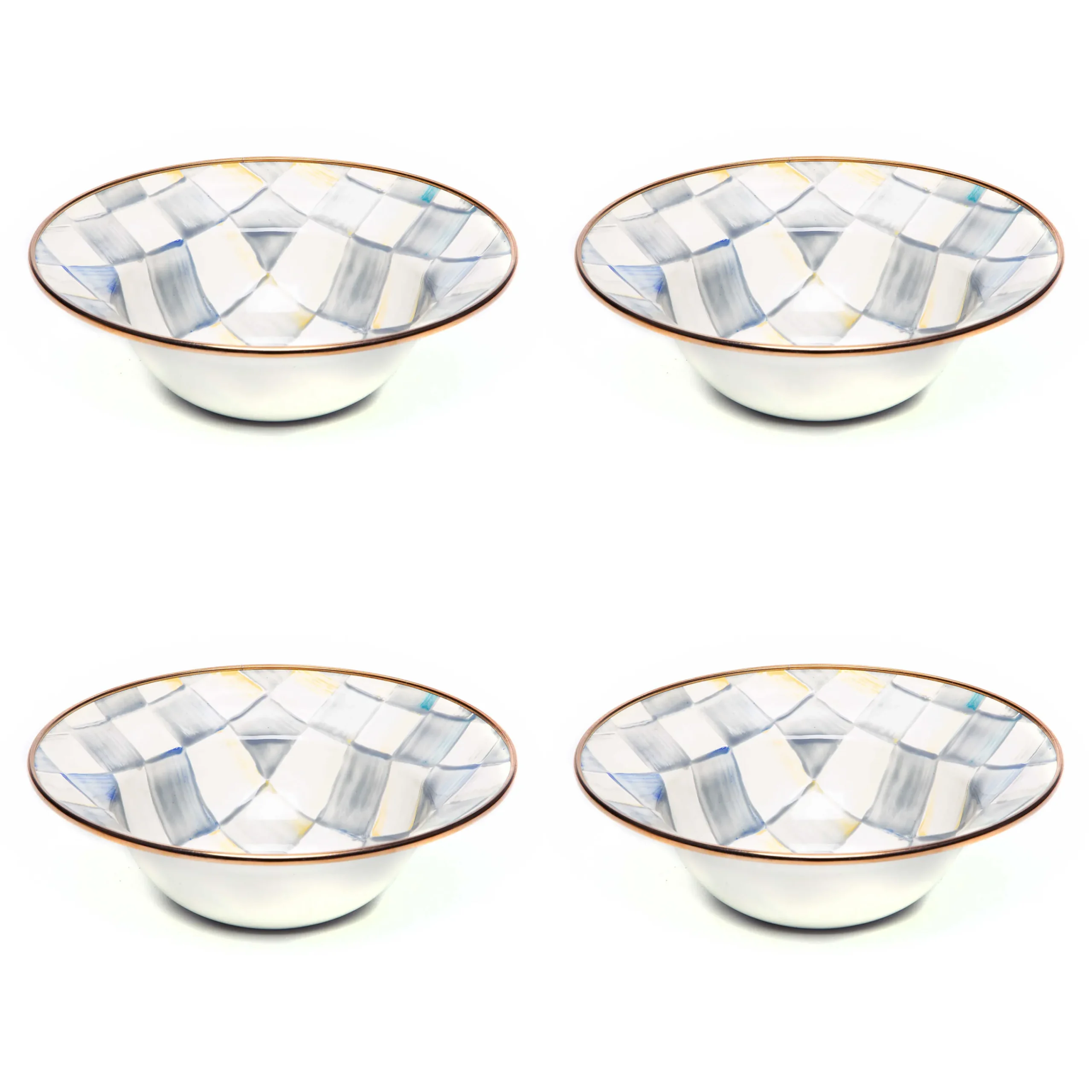 MacKenzie-Childs Sterling Check Breakfast Bowls, Set of 4| Kitchen & Dining Sets|Dinnerware & Flatware