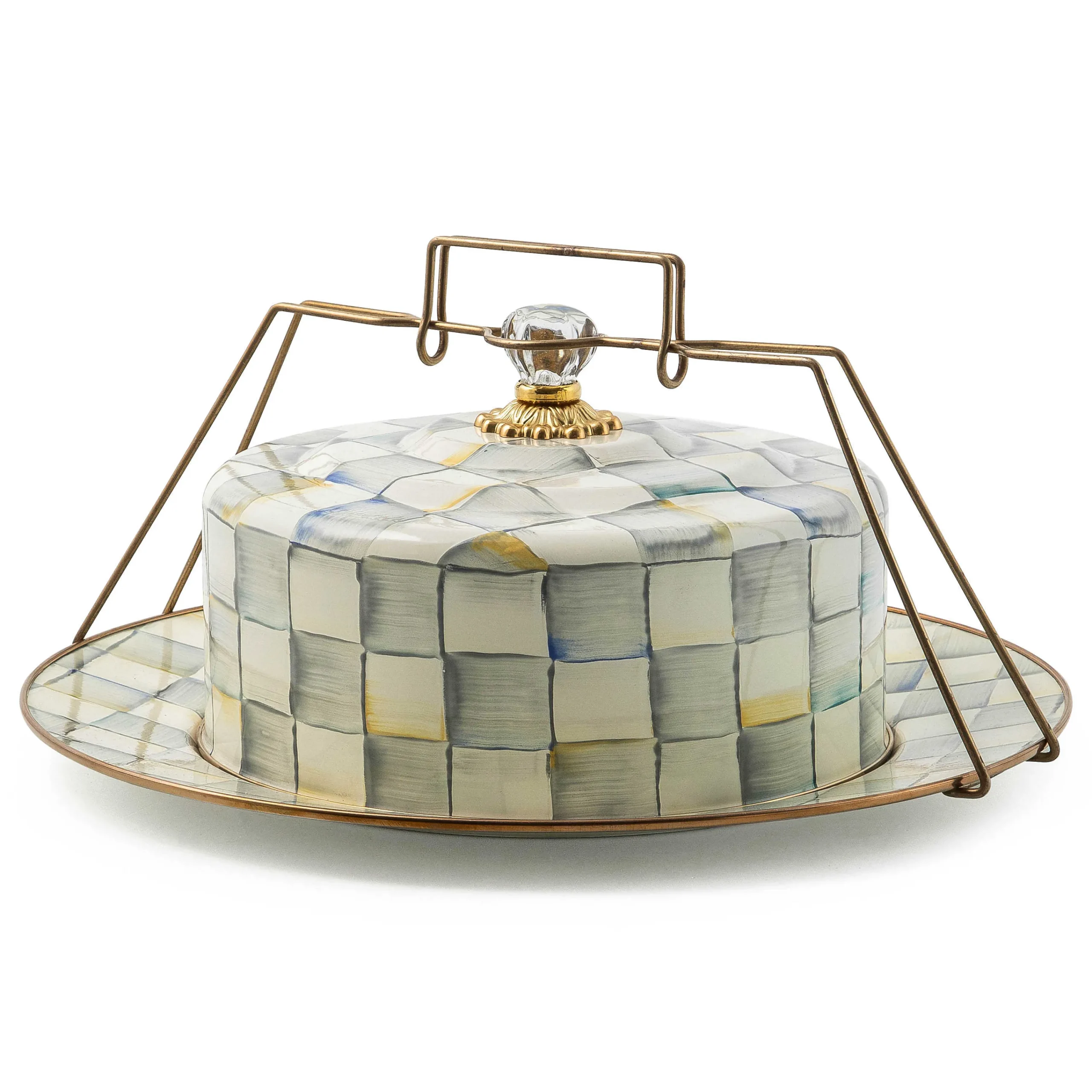 MacKenzie-Childs Sterling Check Cake Carrier| Kitchen Storage & Organization|Serveware