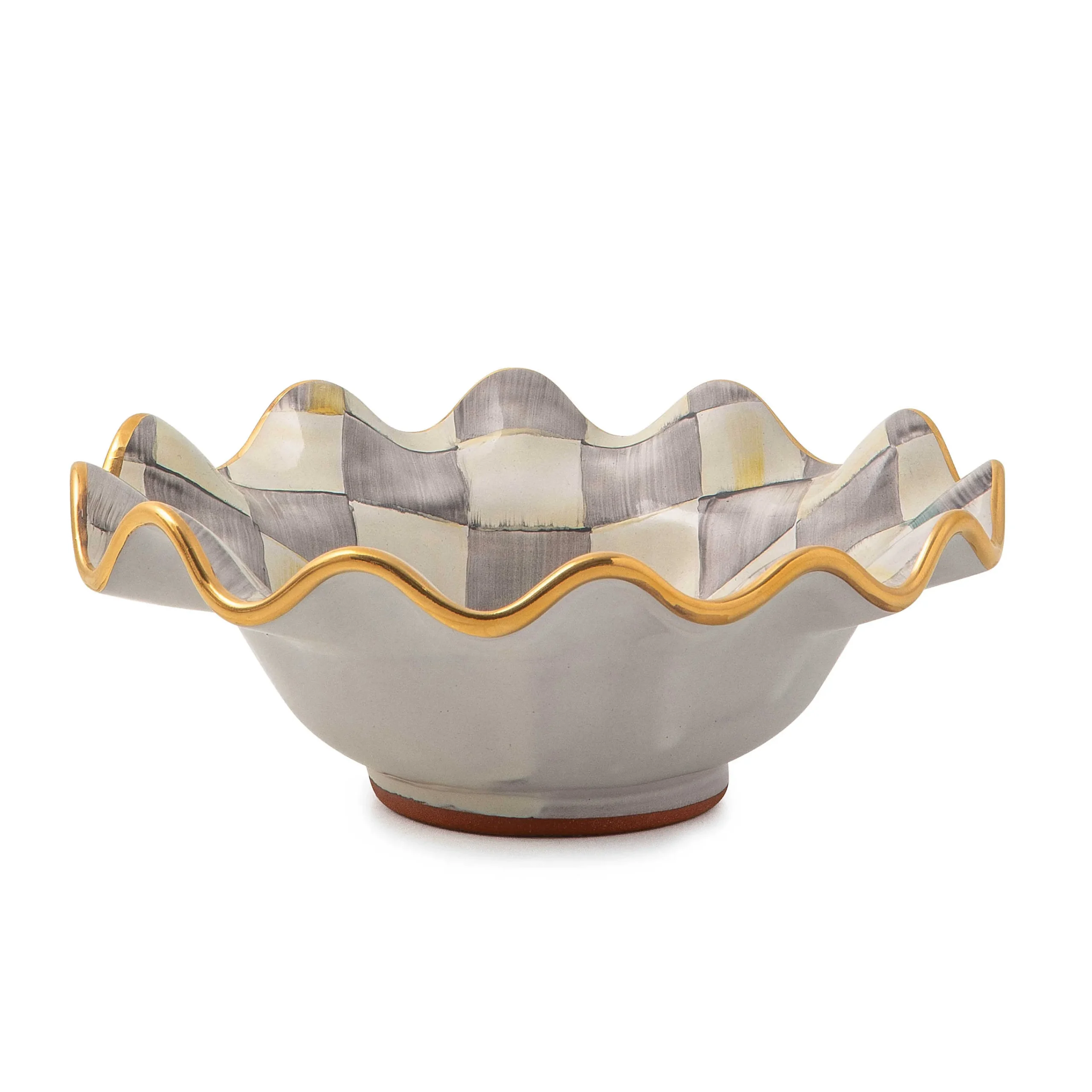 MacKenzie-Childs Sterling Check Ceramic Fluted Breakfast Bowl| Dinnerware & Flatware