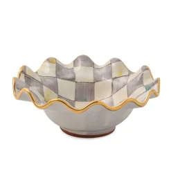 MacKenzie-Childs Sterling Check Ceramic Fluted Breakfast Bowl| Dinnerware & Flatware