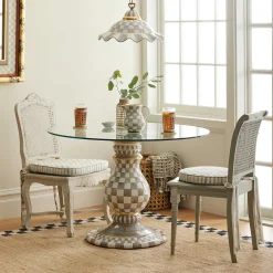MacKenzie-Childs Sterling Check Ceramic Pedestal Table Base| Dining Room & Kitchen