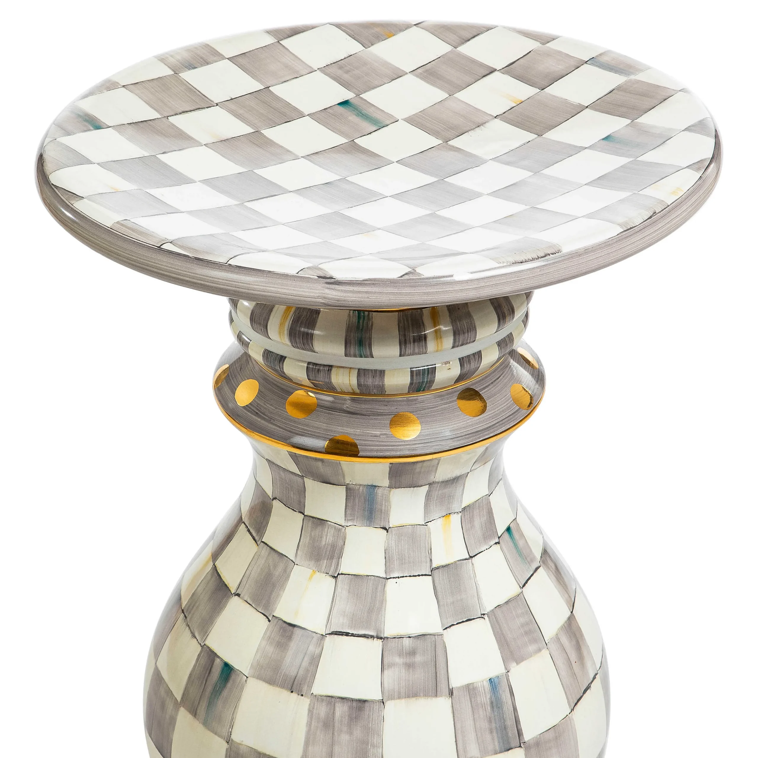 MacKenzie-Childs Sterling Check Ceramic Pedestal Table Base| Dining Room & Kitchen